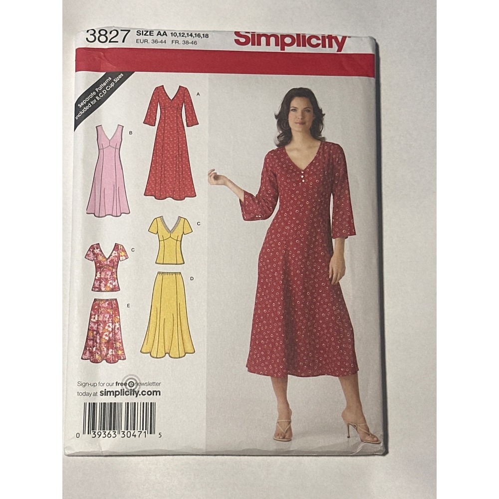 Simplicity 3827 Sewing Pattern Women Size 10-18 Uncut Factory Folded